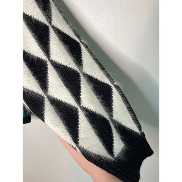 80s Shannan Wool Angora Metallic Rainbow Maximalist Art To Wear Clown Cardigan L - Picture 4 of 6